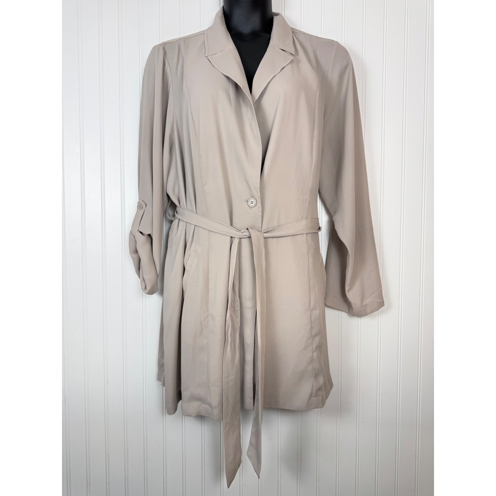 Torrid Trench Jacket‎ Taupe Drape Front Roll Sleeve 3X 22-24 FLAW nwt Classic